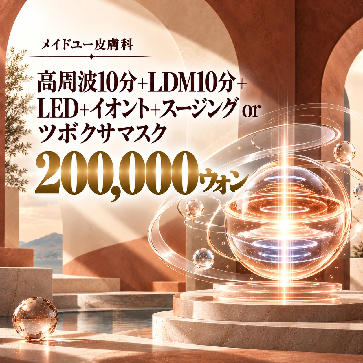 高周波10分+LDM10分+LED+イオント+スージング or ツボクサマスク