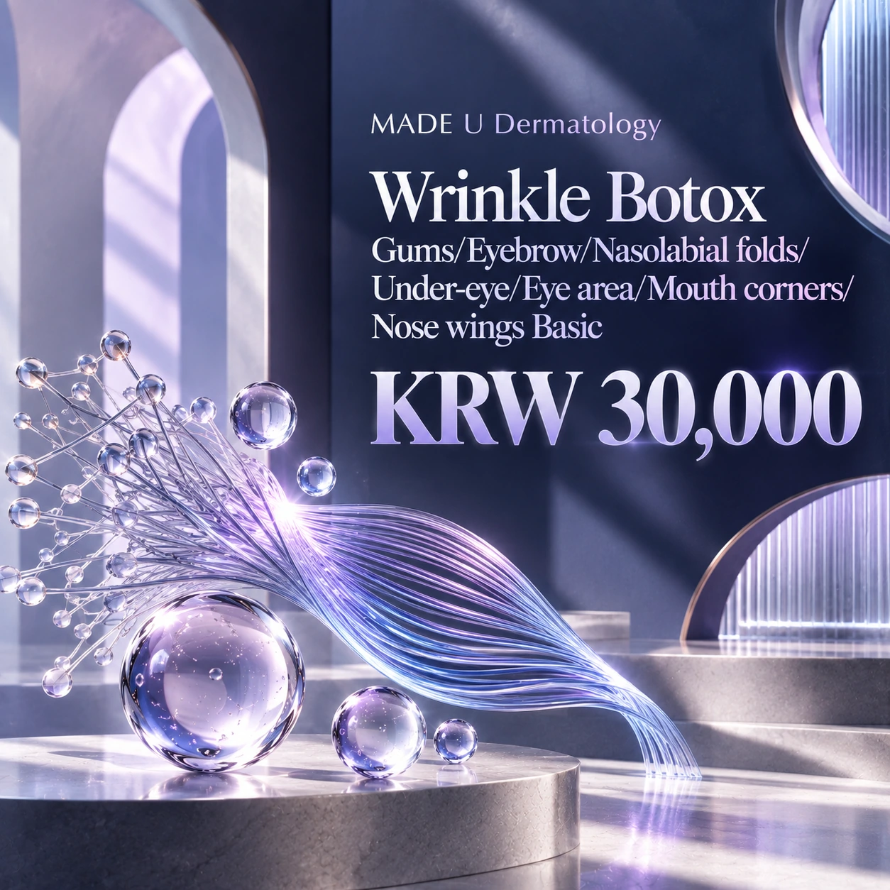 Wrinkle Botox Gums/Eyebrow/Nasolabial folds/Under-eye/Eye area/Mouth corners/Nose wings Basic