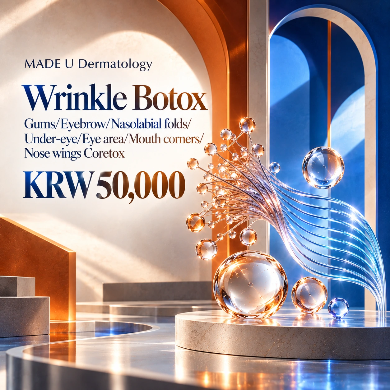 Wrinkle Botox Gums/Eyebrow/Nasolabial folds/Under-eye/Eye area/Mouth corners/Nose wings Coretox