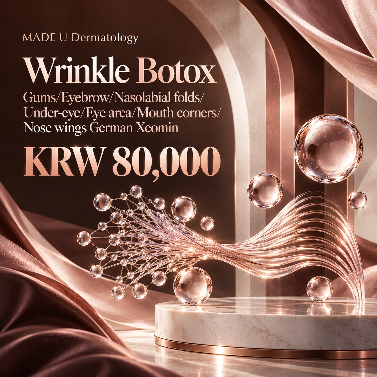 Wrinkle Botox Gums/Eyebrow/Nasolabial folds/Under-eye/Eye area/Mouth corners/Nose wings German Xeomin