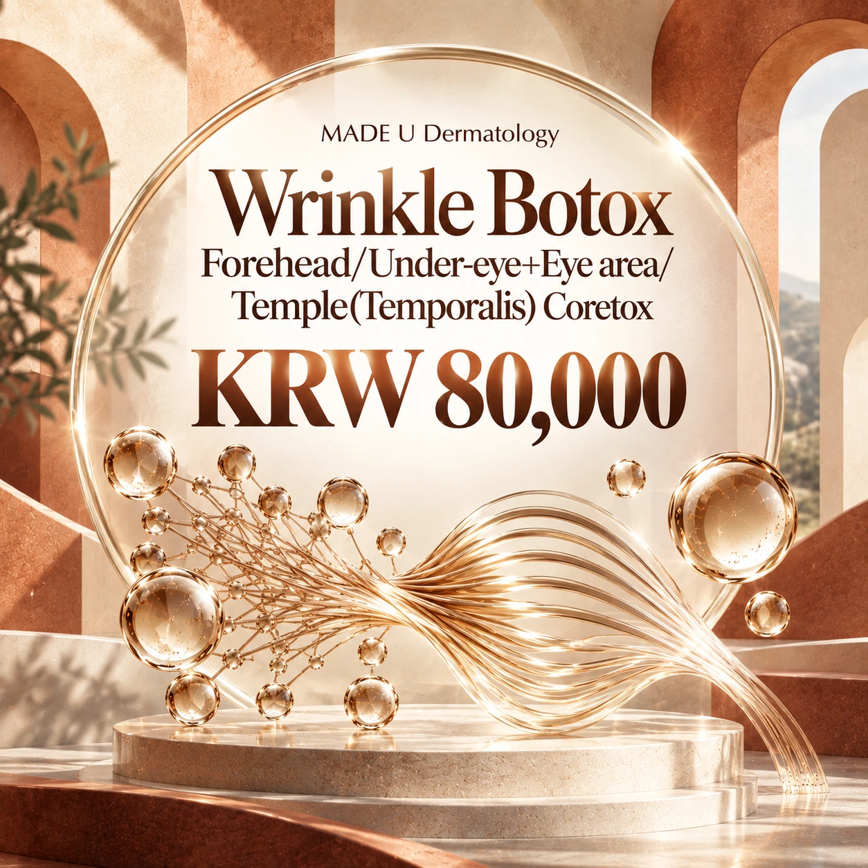 Wrinkle Botox Forehead/Under-eye+Eye area/Temple(Temporalis) Coretox