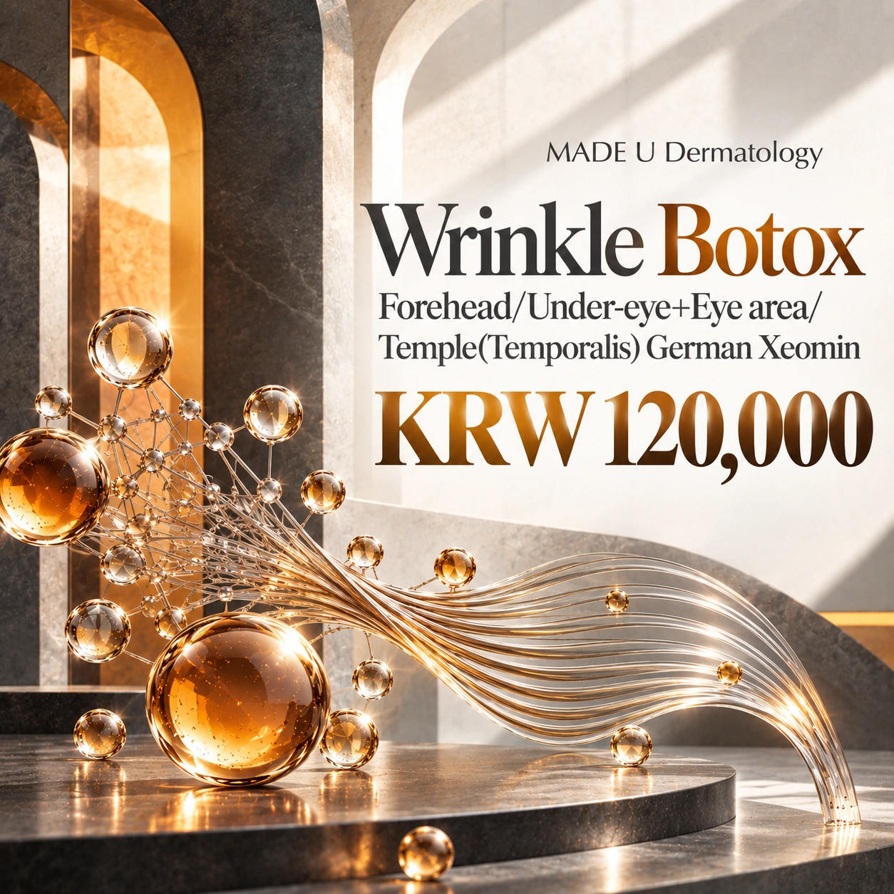 Wrinkle Botox Forehead/Under-eye+Eye area/Temple(Temporalis) German Xeomin