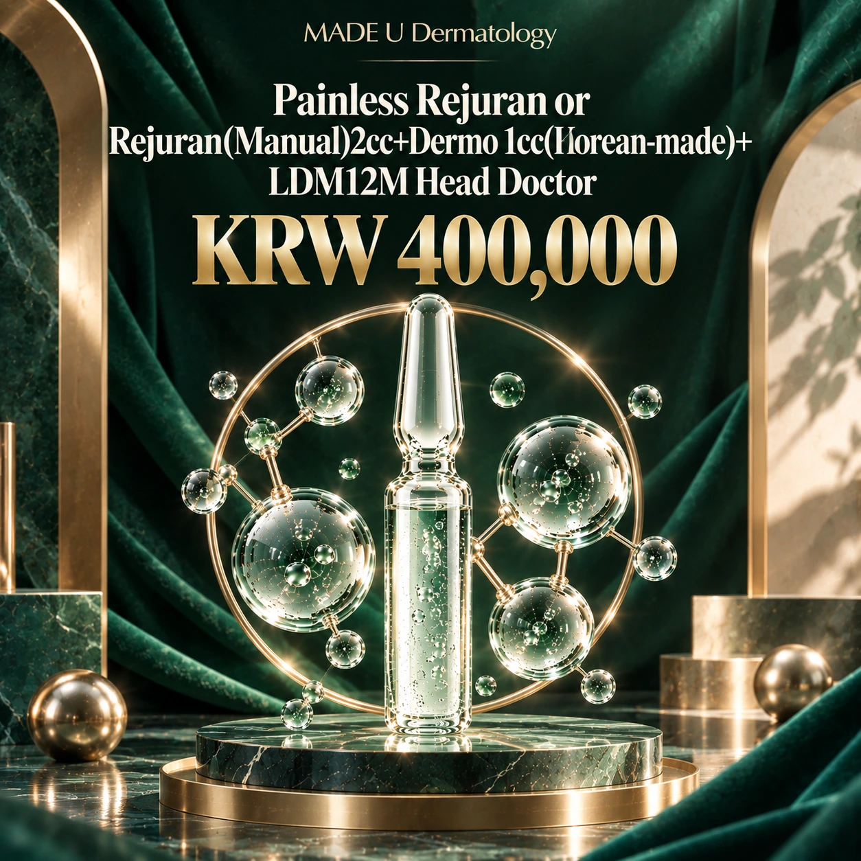 Painless Rejuran or Rejuran(Manual)2cc+Dermo 1cc(Korean-made)+LDM12M Head Doctor