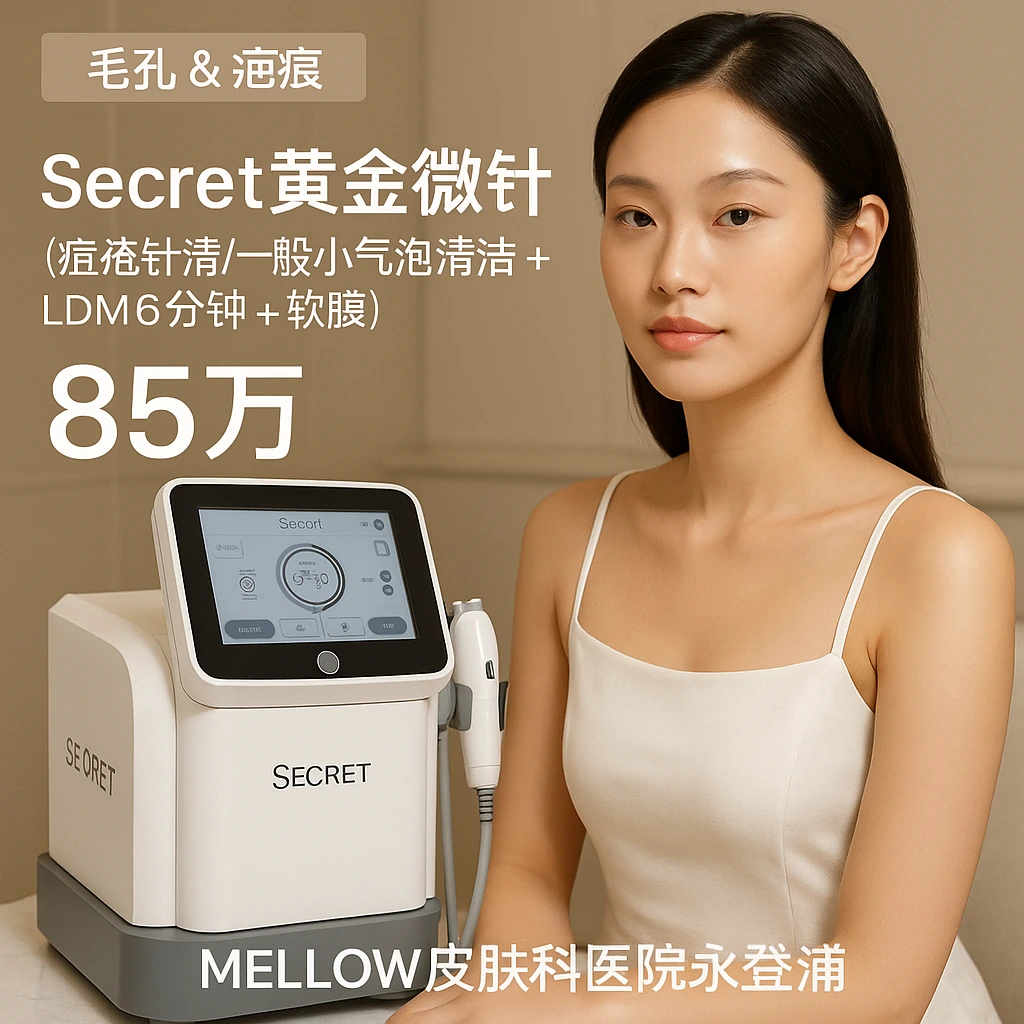 Secret黄金微针 (痘疮针清/一般小气泡清洁 + LDM 6分钟 + 软膜)