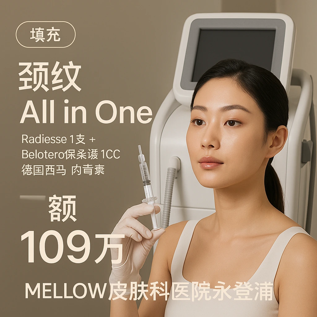 颈纹 All in One (Radiesse 1支 + Belotero保柔缓 1CC + 德国西马 皮肤肉毒素)